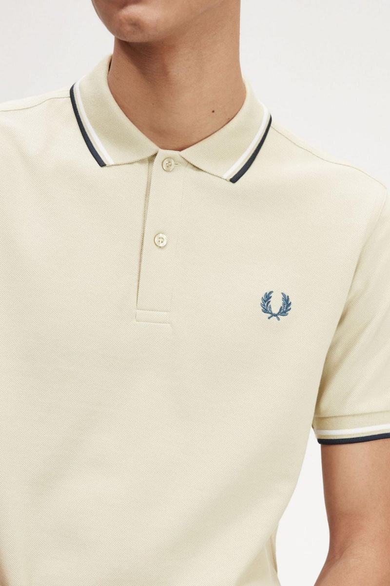 Fred Perry M3600 Polo Shirts Herren Hellweiß Blau | CHCVG74774