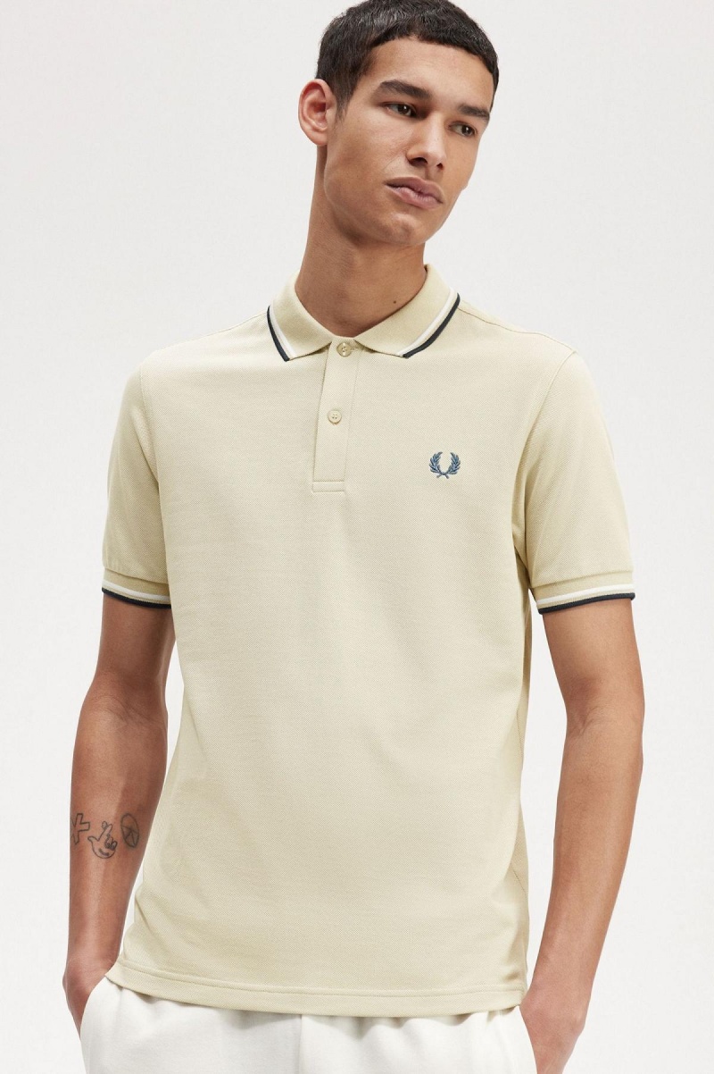 Fred Perry M3600 Polo Shirts Herren Hellweiß Blau | CHCVG74774