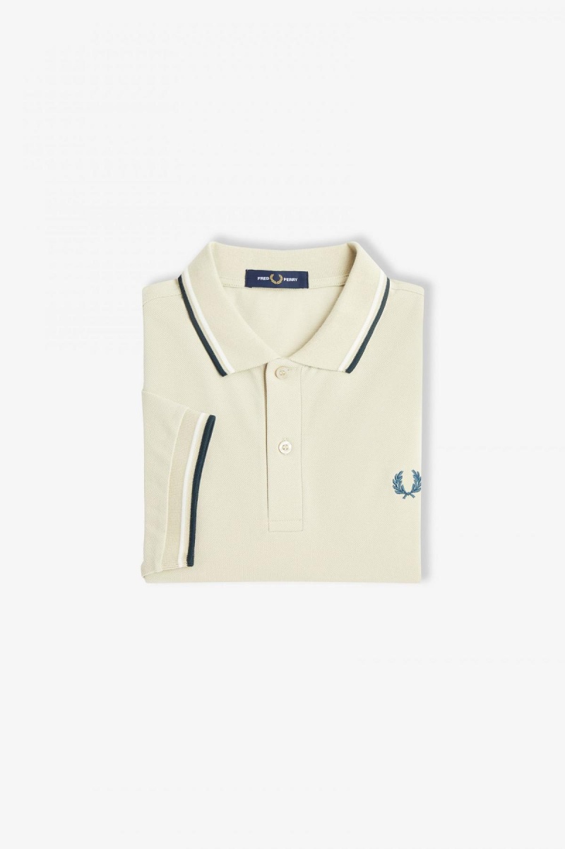 Fred Perry M3600 Polo Shirts Herren Hellweiß Blau | CHCVG74774