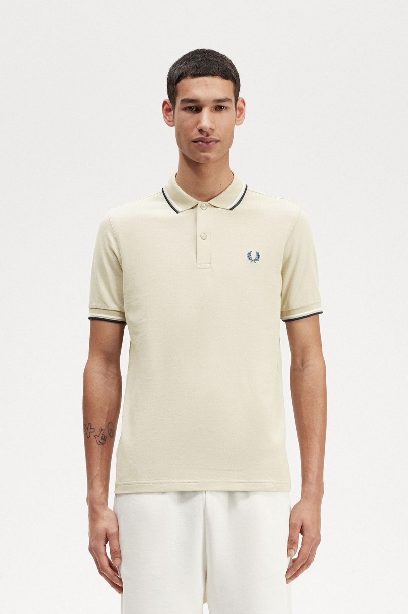 Fred Perry M3600 Polo Shirts Herren Hellweiß Blau | CHCVG74774