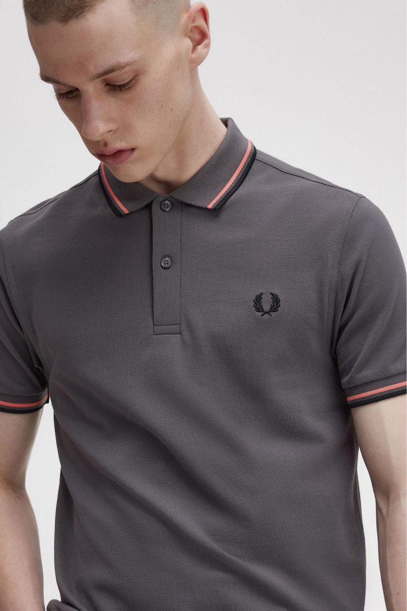 Fred Perry M3600 Polo Shirts Herren Koralle Schwarz | QCHUV69045
