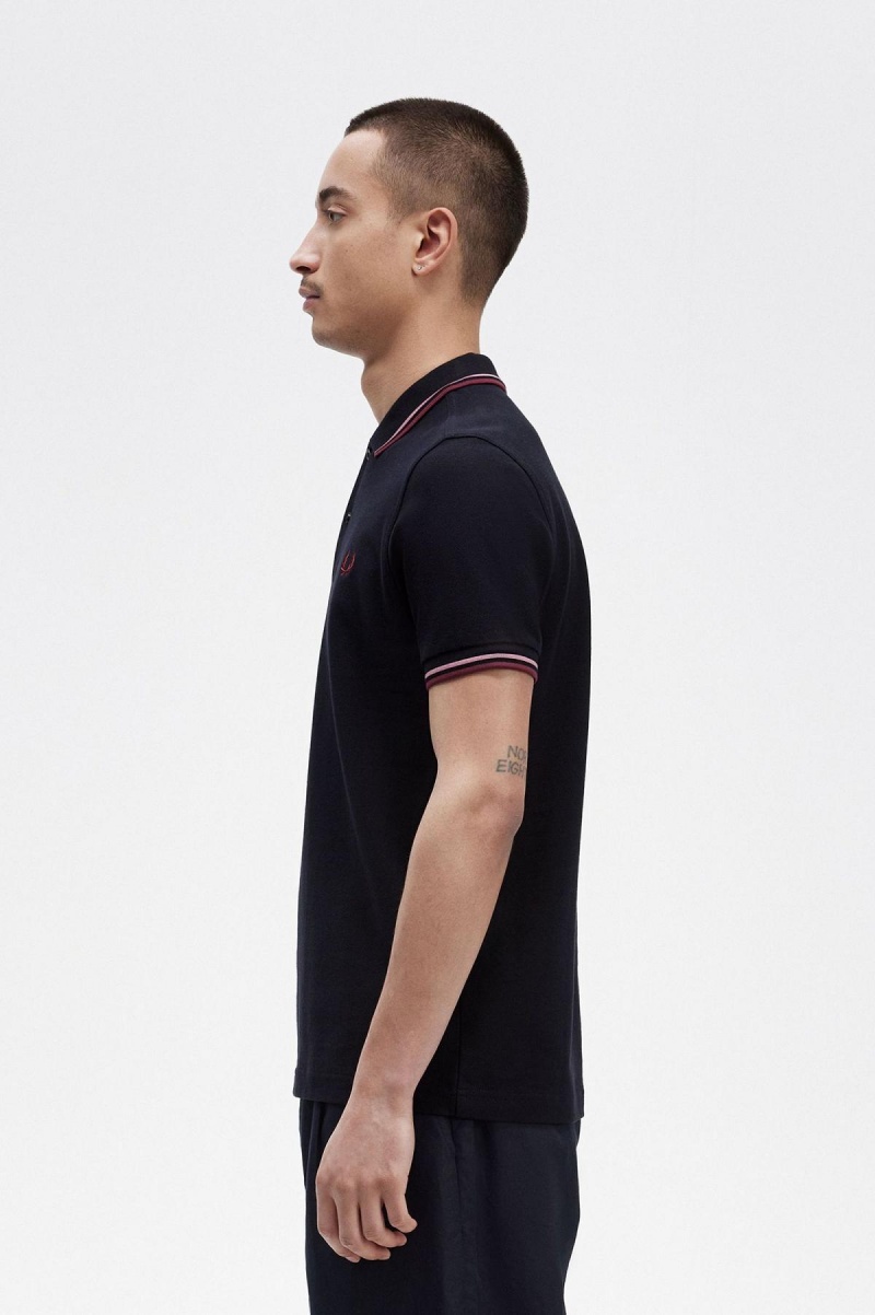 Fred Perry M3600 Polo Shirts Herren Navy Rosa Rosa | CHXBR90551