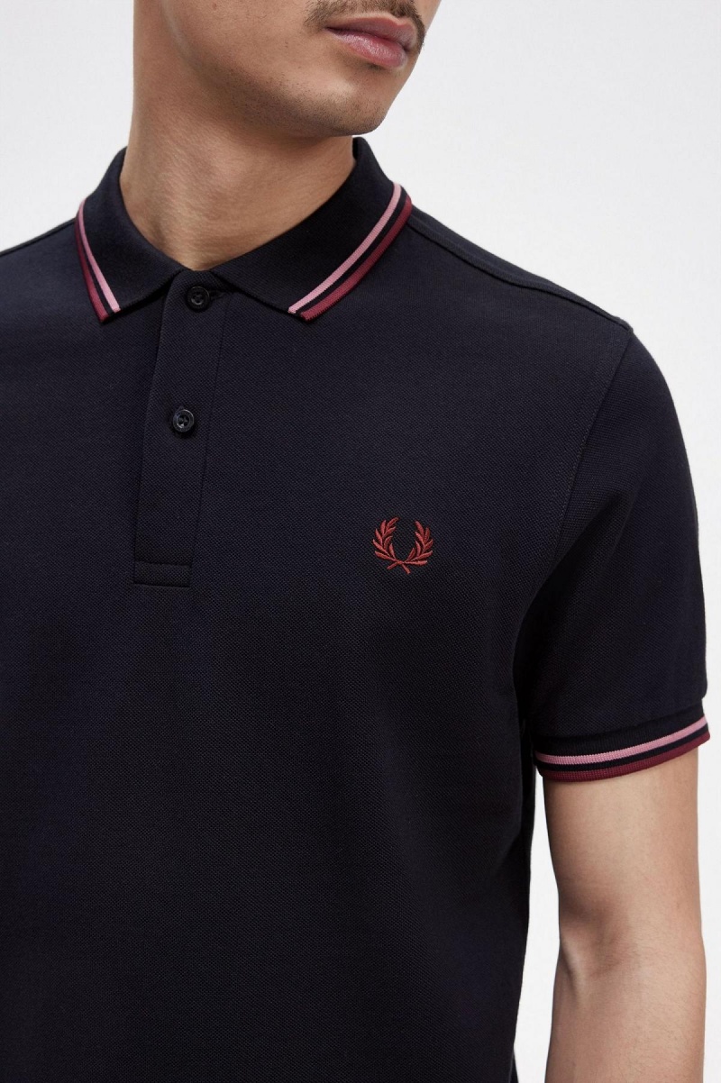 Fred Perry M3600 Polo Shirts Herren Navy Rosa Rosa | CHXBR90551