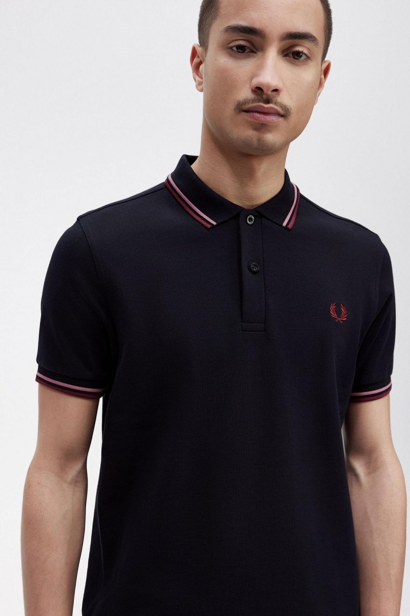 Fred Perry M3600 Polo Shirts Herren Navy Rosa Rosa | CHXBR90551