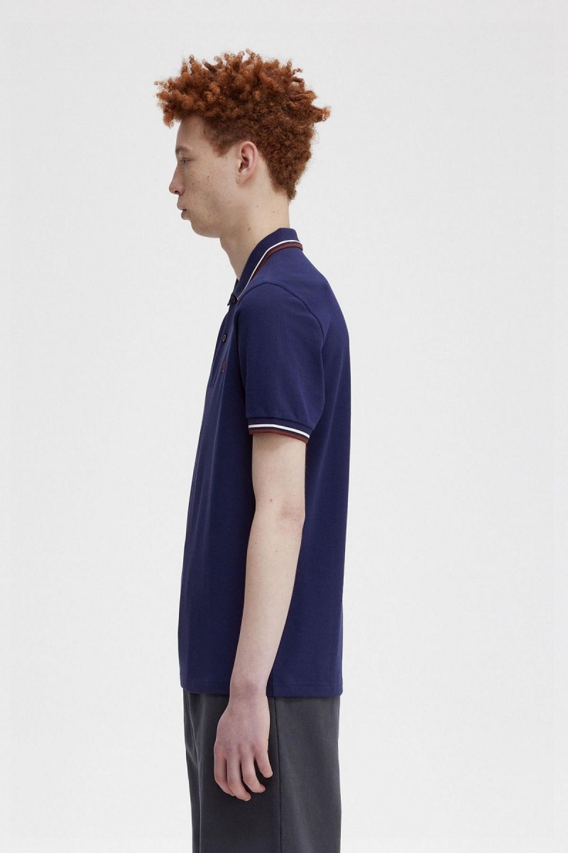 Fred Perry M3600 Polo Shirts Herren Navy Braun | SCHNY68112