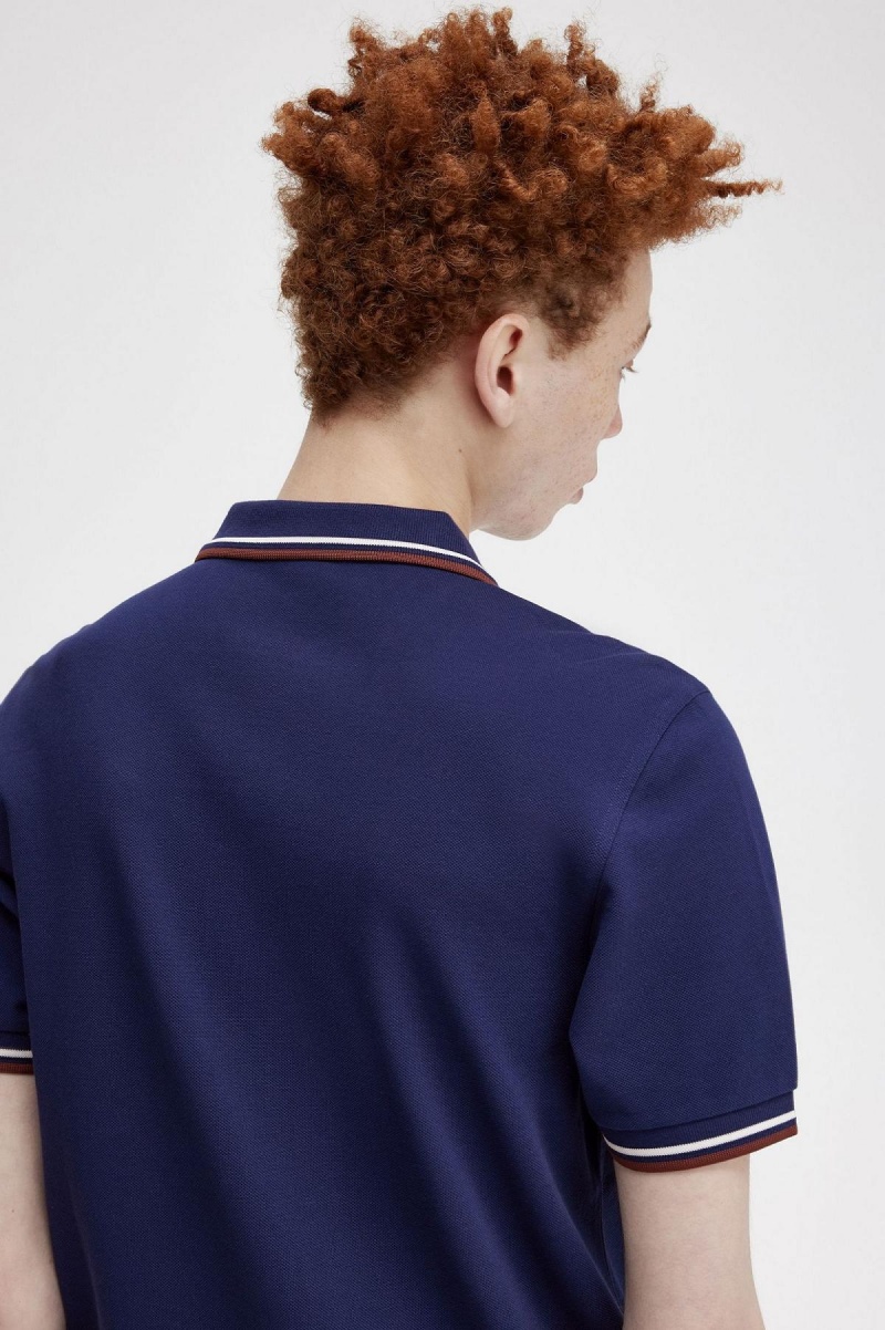Fred Perry M3600 Polo Shirts Herren Navy Braun | SCHNY68112