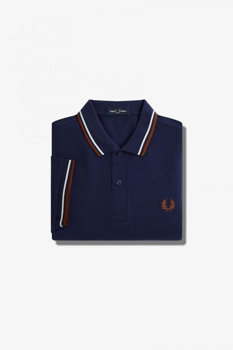 Fred Perry M3600 Polo Shirts Herren Navy Braun | SCHNY68112