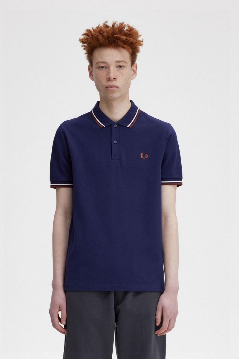 Fred Perry M3600 Polo Shirts Herren Navy Braun | SCHNY68112