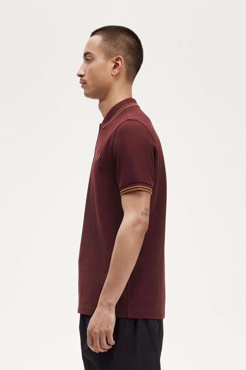 Fred Perry M3600 Polo Shirts Herren Oxblood / Shaded Stone / Shaded Stone | BCHSD35422