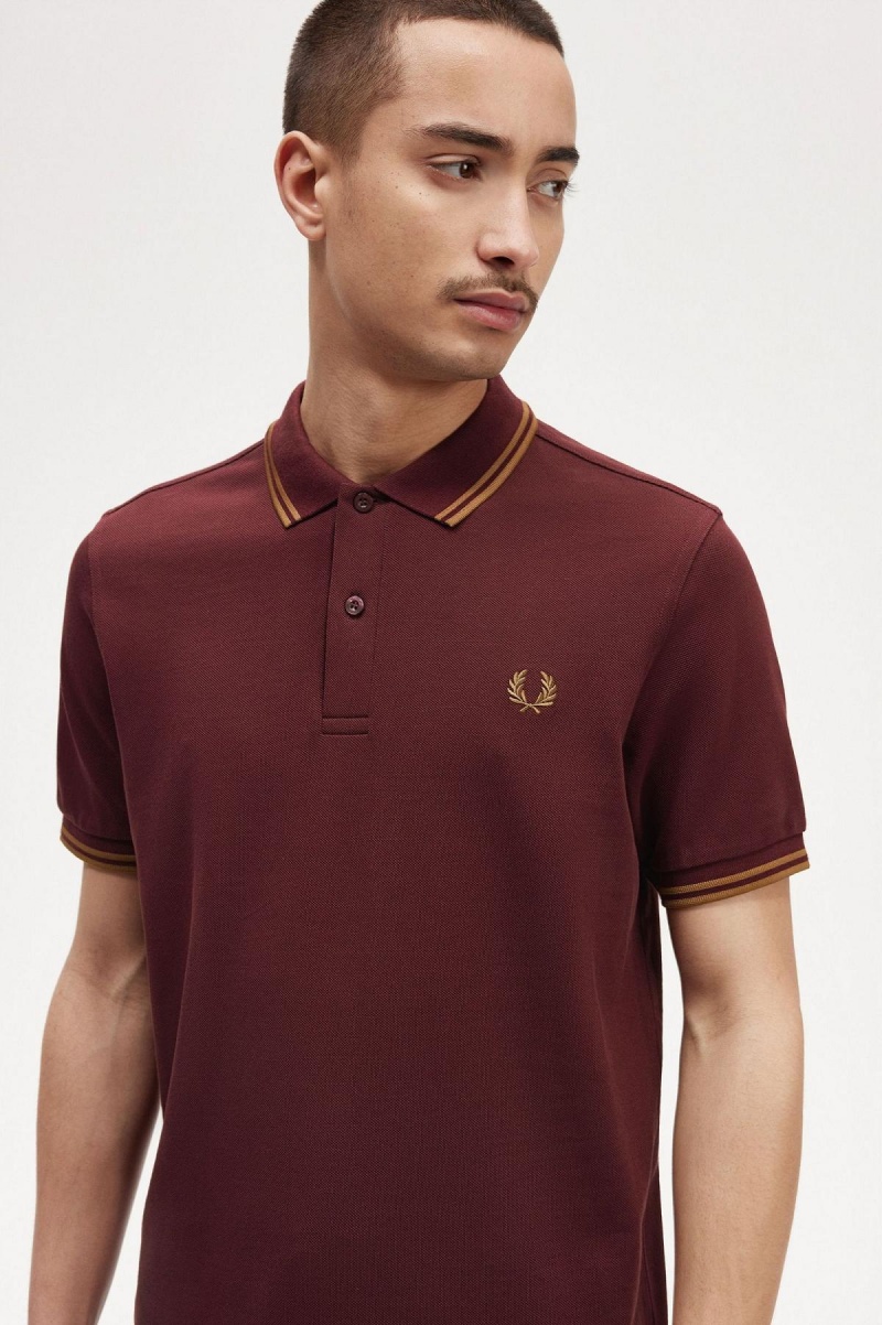 Fred Perry M3600 Polo Shirts Herren Oxblood / Shaded Stone / Shaded Stone | BCHSD35422