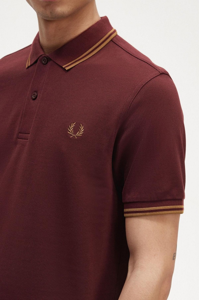 Fred Perry M3600 Polo Shirts Herren Oxblood / Shaded Stone / Shaded Stone | BCHSD35422