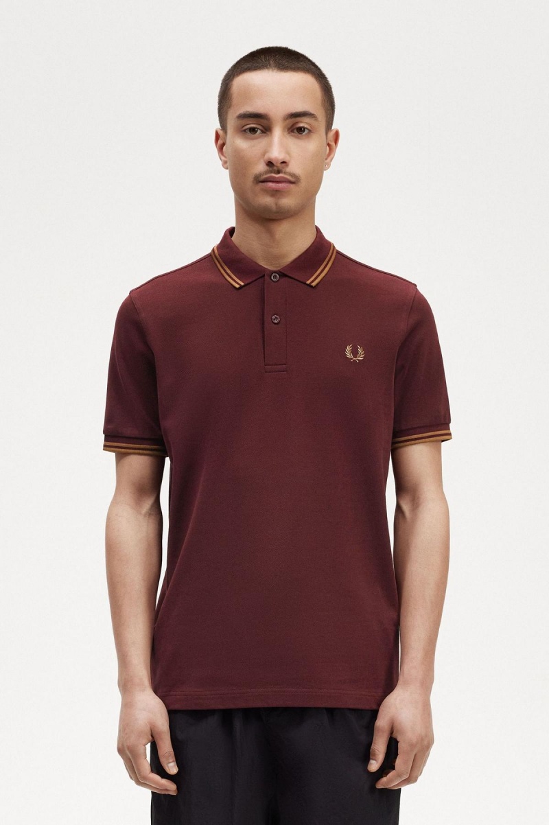 Fred Perry M3600 Polo Shirts Herren Oxblood / Shaded Stone / Shaded Stone | BCHSD35422