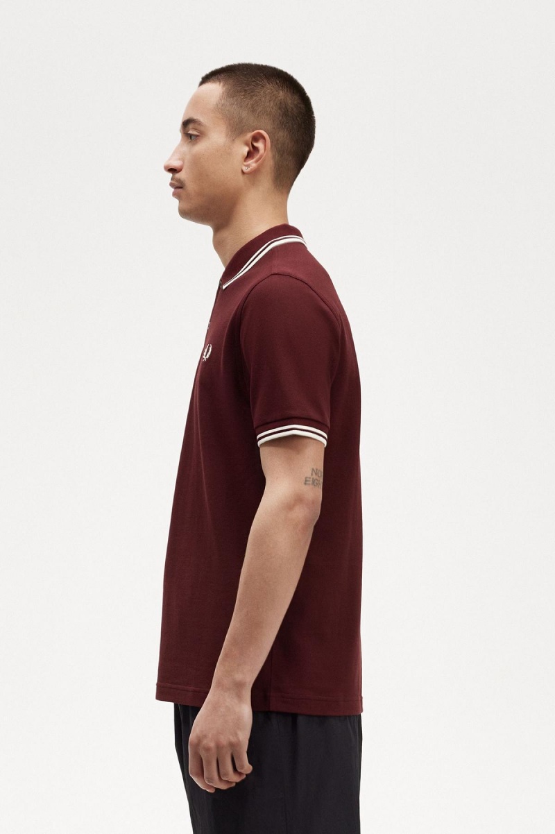 Fred Perry M3600 Polo Shirts Herren Oxblood / Ecru / Ecru | TCHPQ55071
