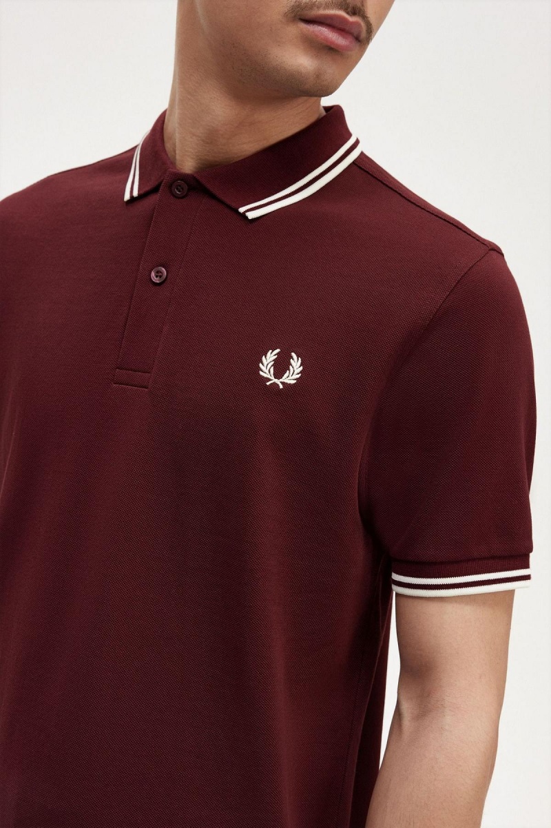 Fred Perry M3600 Polo Shirts Herren Oxblood / Ecru / Ecru | TCHPQ55071