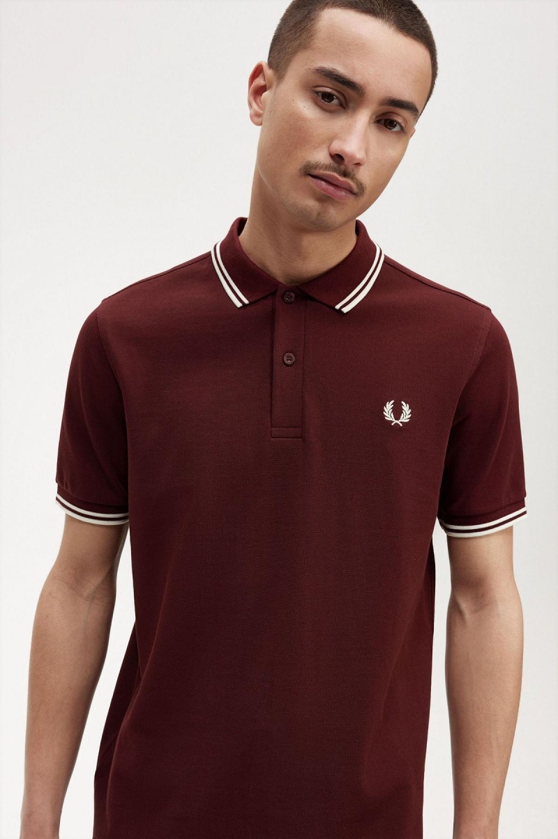 Fred Perry M3600 Polo Shirts Herren Oxblood / Ecru / Ecru | TCHPQ55071