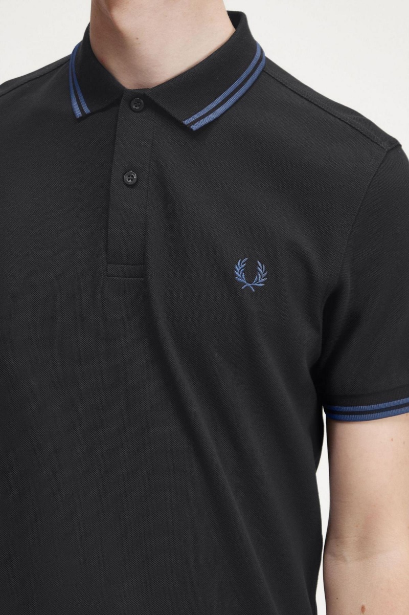 Fred Perry M3600 Polo Shirts Herren Schwarz Blau Blau | UCHND53123