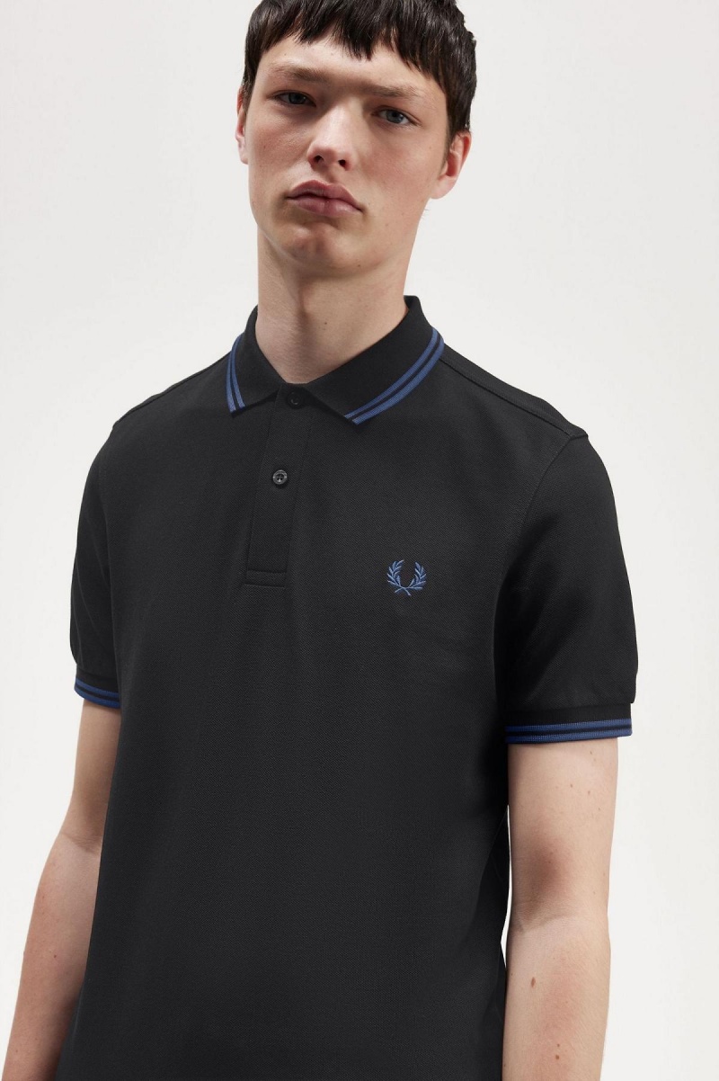 Fred Perry M3600 Polo Shirts Herren Schwarz Blau Blau | UCHND53123