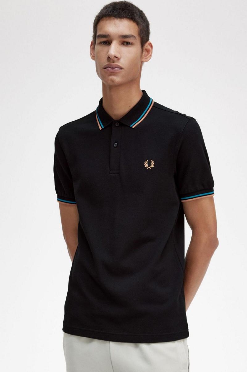 Fred Perry M3600 Polo Shirts Herren Schwarz Blau Hell | GCHEC40447