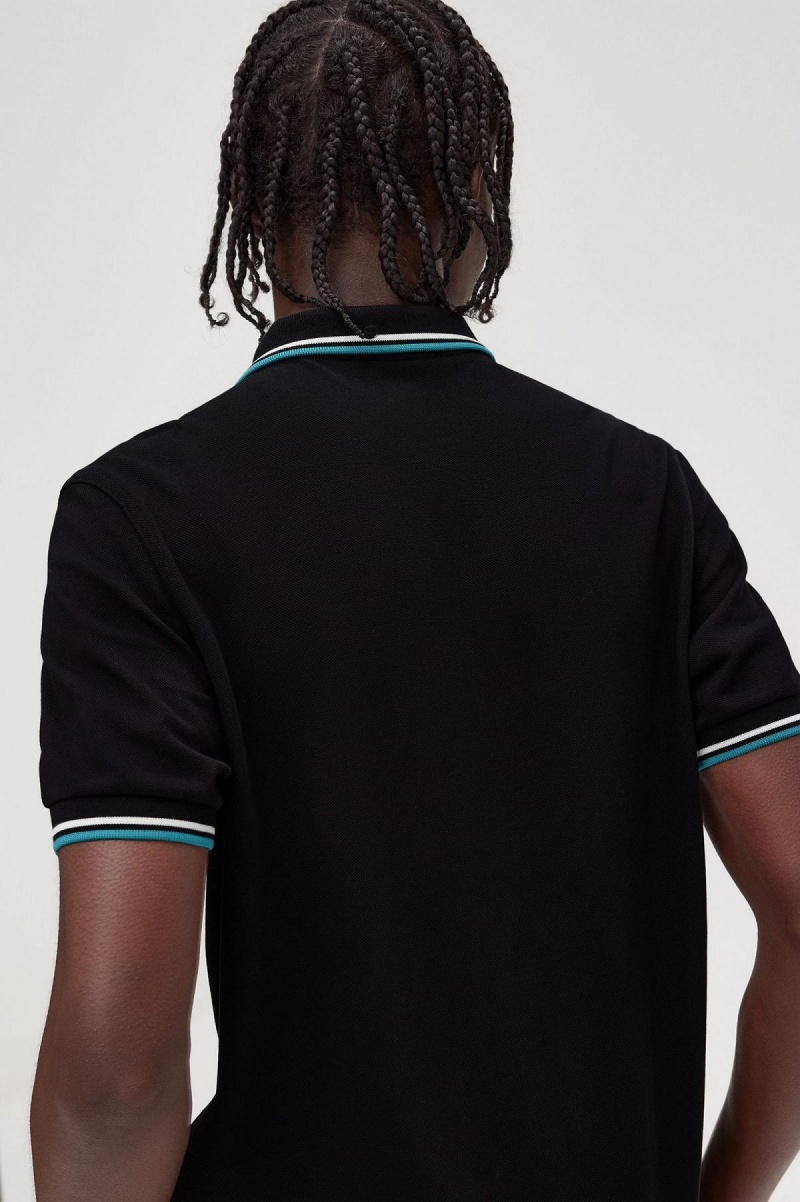 Fred Perry M3600 Polo Shirts Herren Schwarz Tiefesmintfarben | PCHQX97370