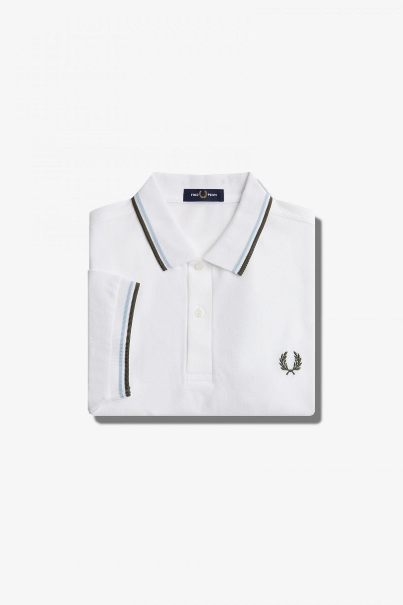Fred Perry M3600 Polo Shirts Herren Weiß Hellgrün | ACHWC45876