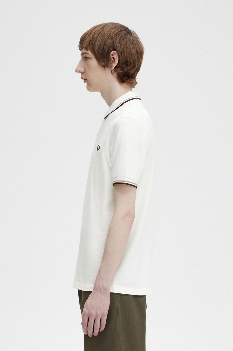 Fred Perry M3600 Polo Shirts Herren Weiß Tiefesrosa | CHJZR47118