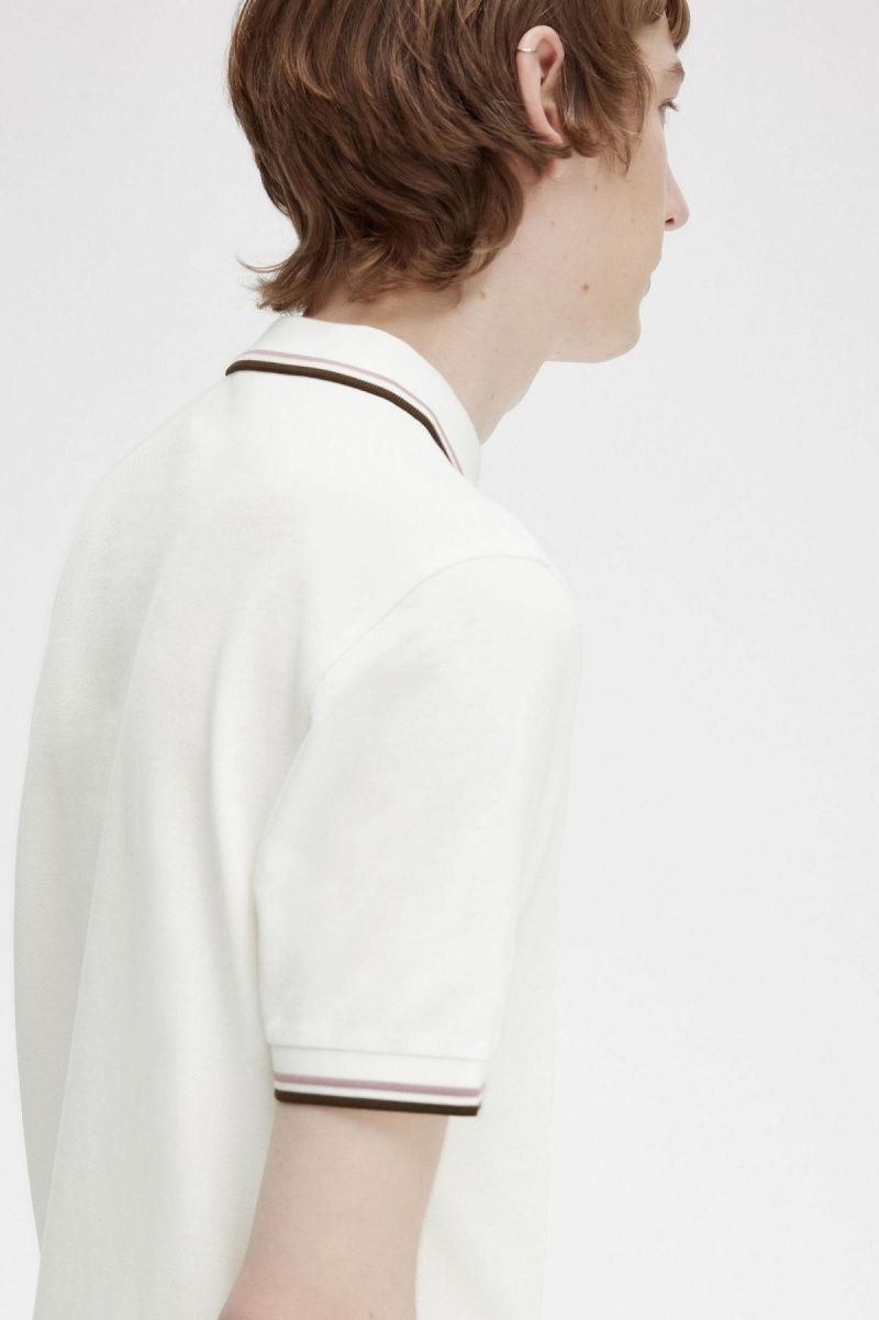 Fred Perry M3600 Polo Shirts Herren Weiß Tiefesrosa | CHJZR47118