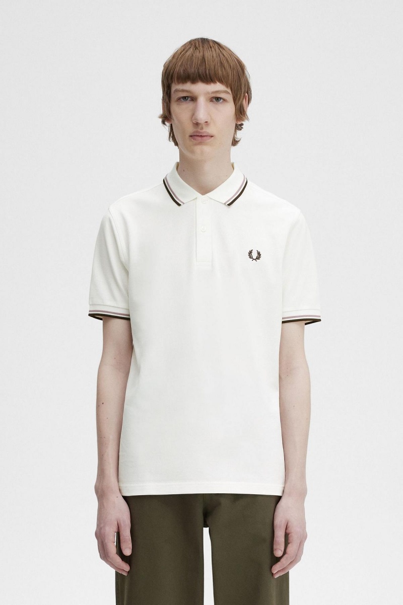 Fred Perry M3600 Polo Shirts Herren Weiß Tiefesrosa | CHJZR47118