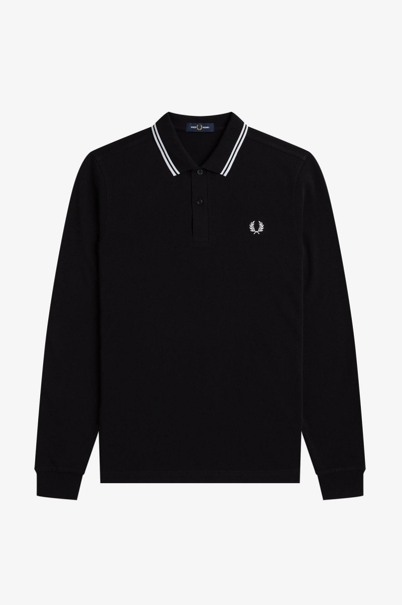 Fred Perry M3636 Fred Perry Shirt Herren Schwarz Weiß Weiß | SCHNY99994