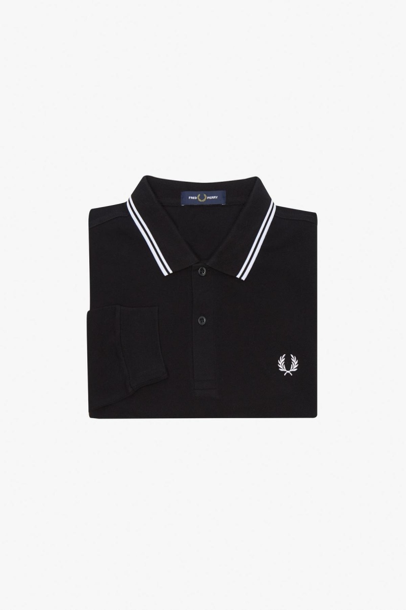 Fred Perry M3636 Fred Perry Shirt Herren Schwarz Weiß Weiß | SCHNY99994