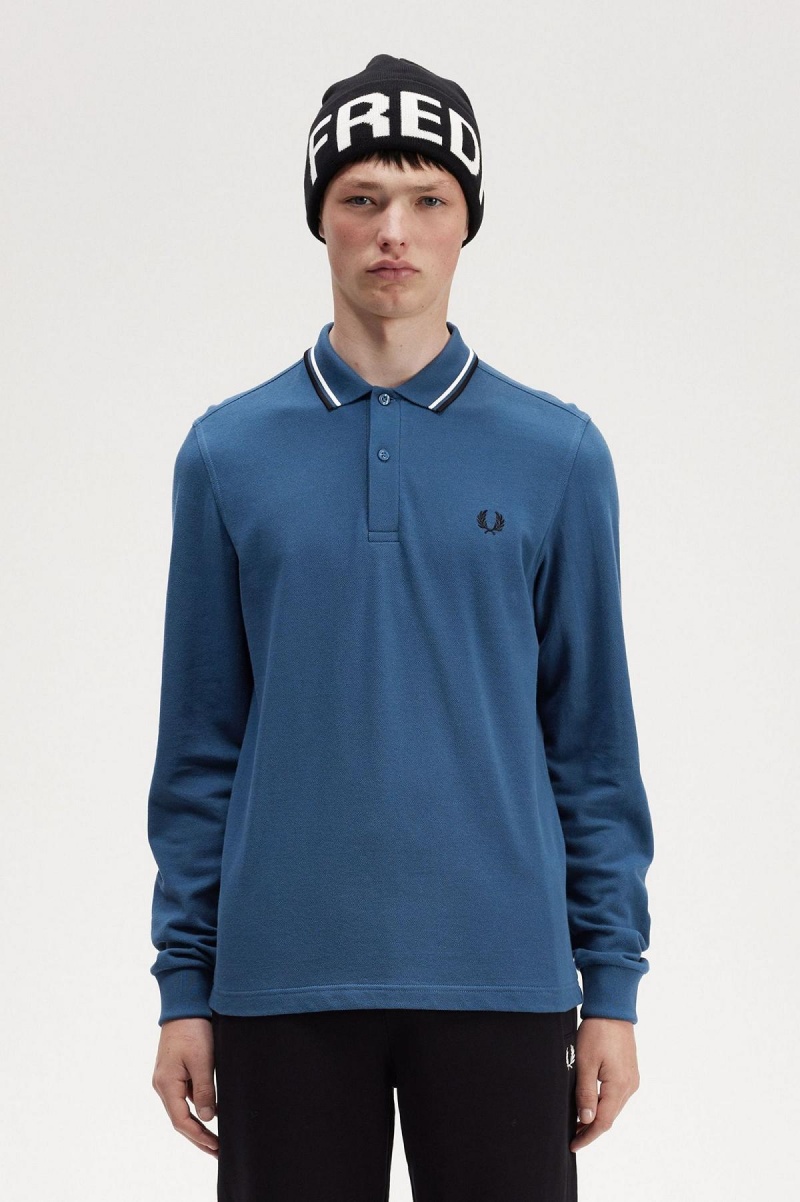 Fred Perry M3636 Fred Perry Shirt Herren Blau Weiß Schwarz | ACHWC34184