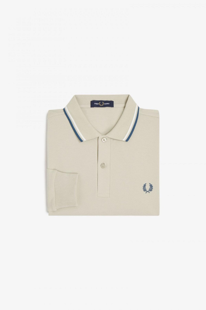 Fred Perry M3636 Fred Perry Shirt Herren Hellweiß Blau | GCHUC93844