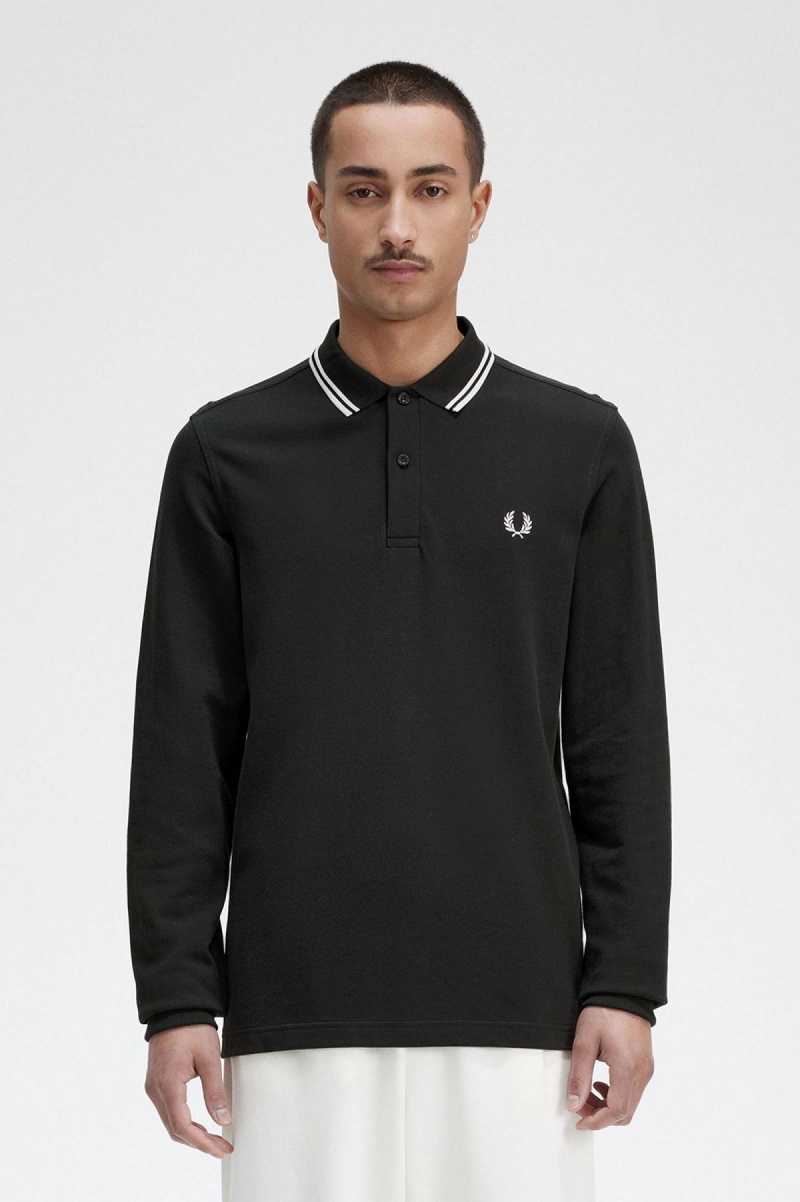Fred Perry M3636 Fred Perry Shirt Herren Grün Weiß Weiß | MCHHR80696