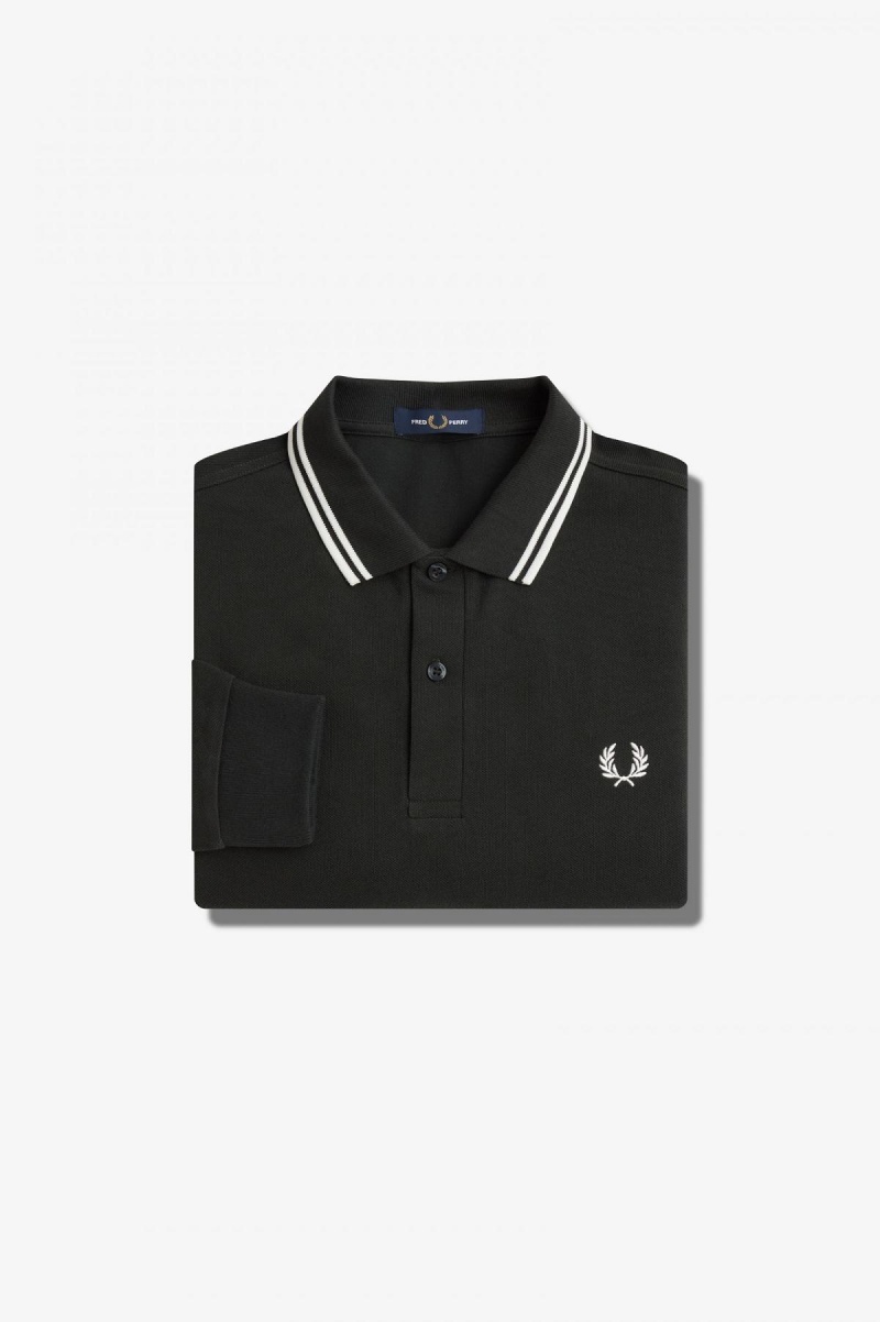 Fred Perry M3636 Fred Perry Shirt Herren Grün Weiß Weiß | MCHHR80696