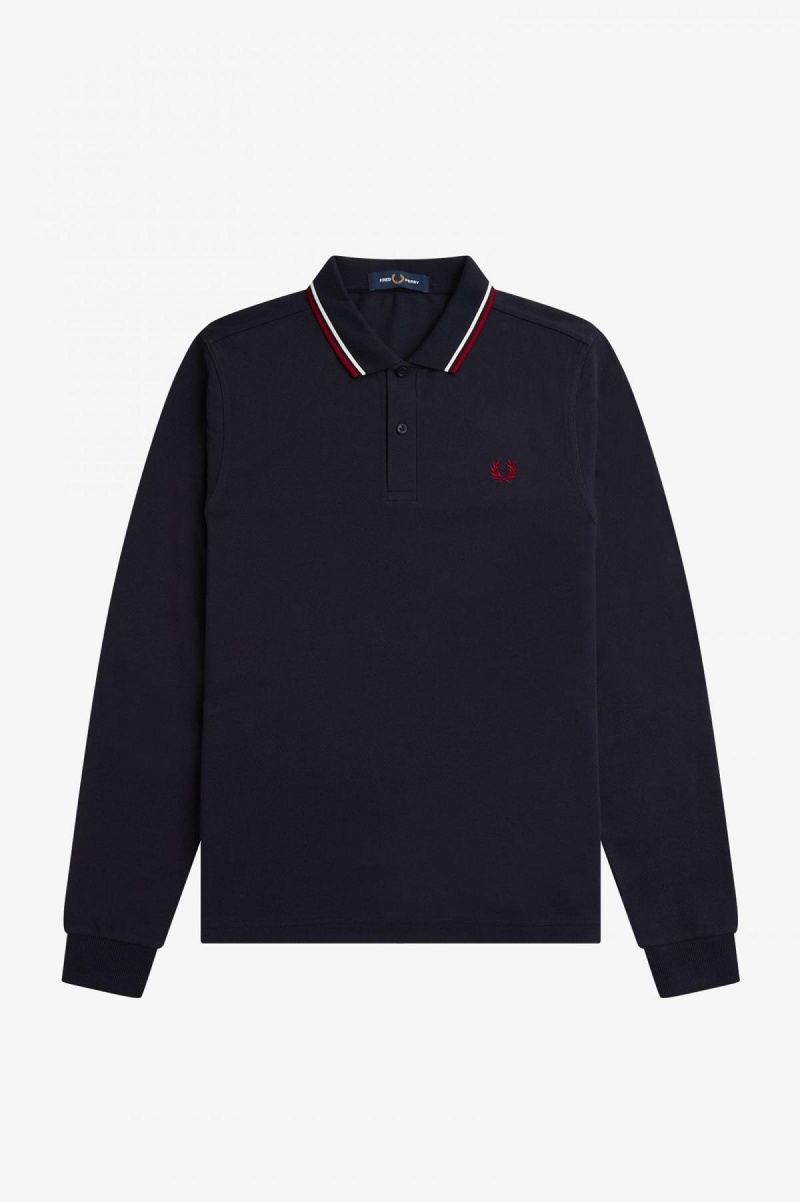 Fred Perry M3636 Fred Perry Shirt Herren Navy Weiß Rot | GCHUC66296