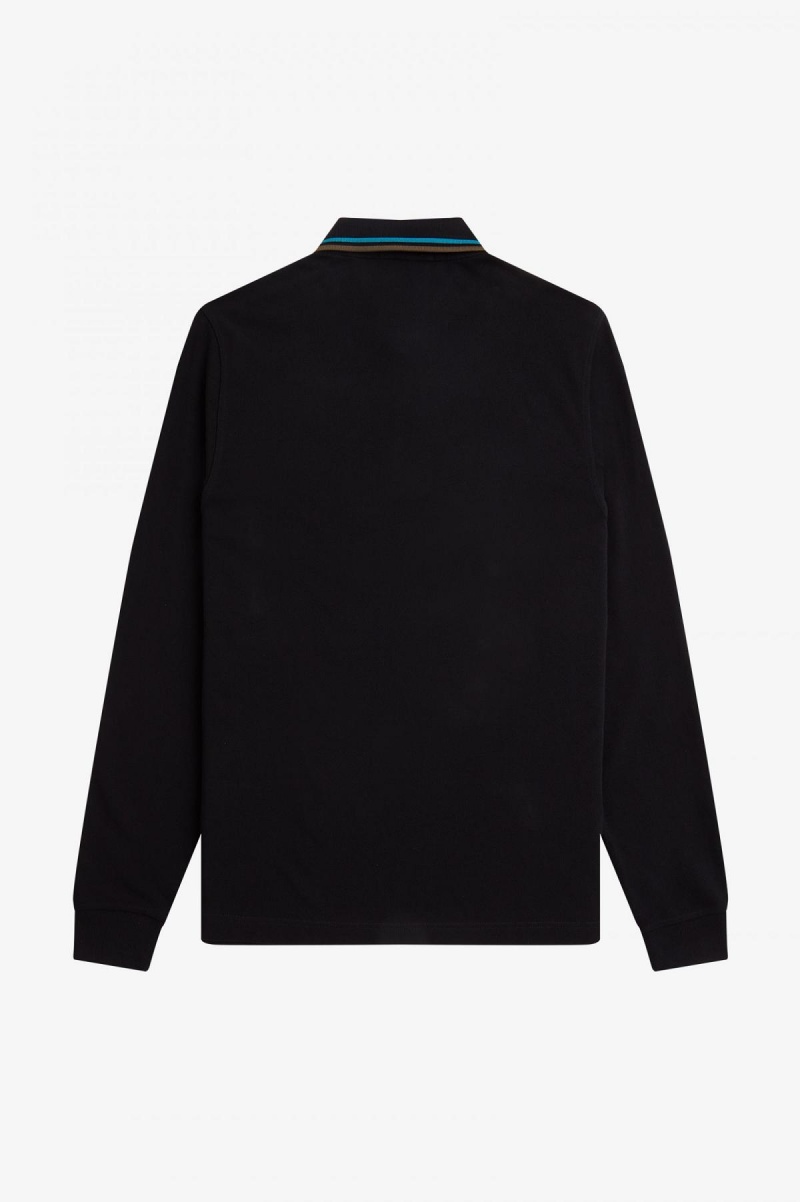 Fred Perry M3636 Fred Perry Shirt Herren Schwarz Blau Grün | CHNEJ98735