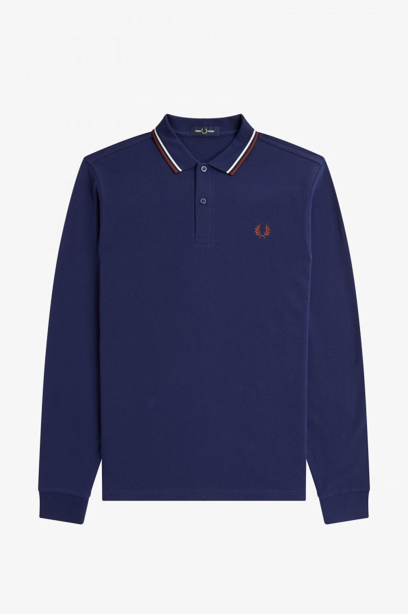 Fred Perry M3636 Fred Perry Shirt Herren Navy Braun | MCHHR57762