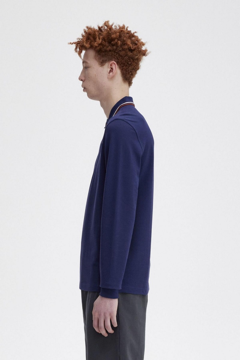 Fred Perry M3636 Fred Perry Shirt Herren Navy Braun | MCHHR57762