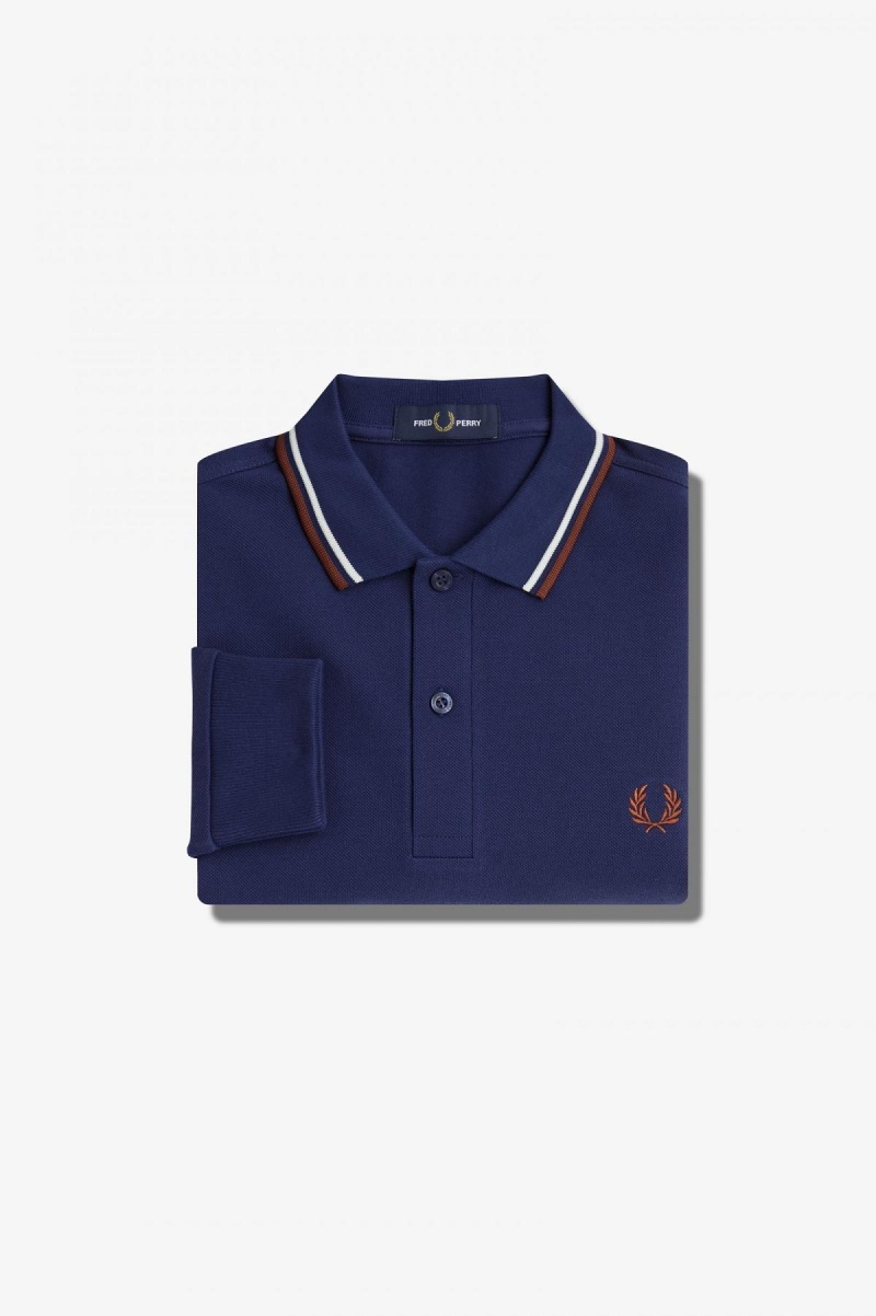 Fred Perry M3636 Fred Perry Shirt Herren Navy Braun | MCHHR57762