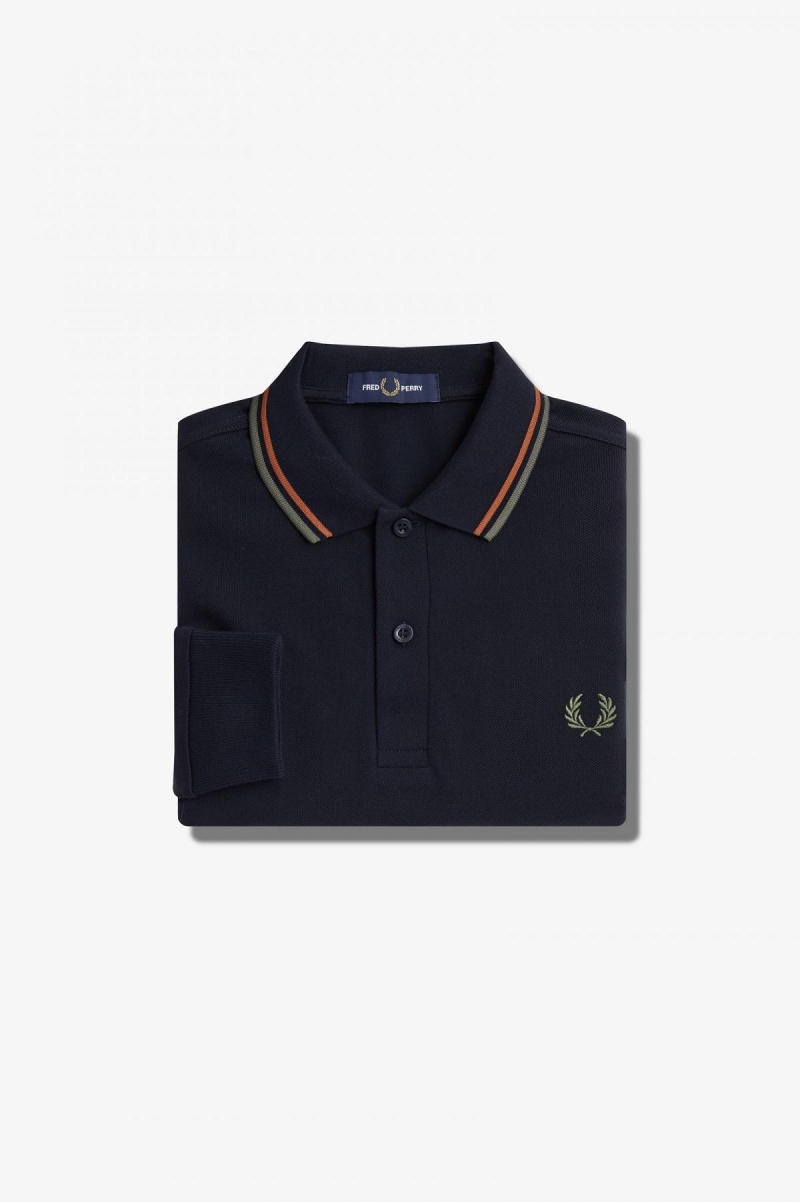 Fred Perry M3636 Fred Perry Shirt Herren Navy Grün | CHJZR72336