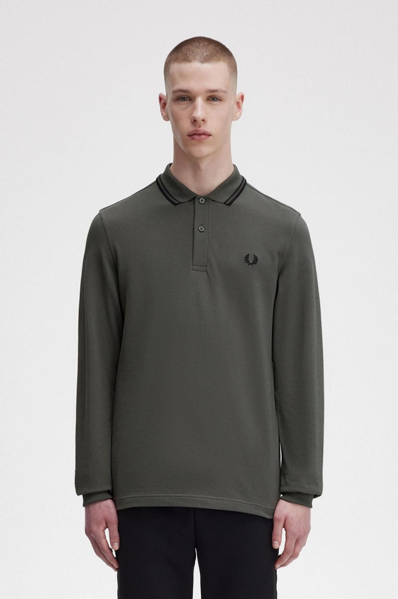 Fred Perry M3636 Fred Perry Shirt Herren Grün Schwarz Schwarz | MCHHR17152