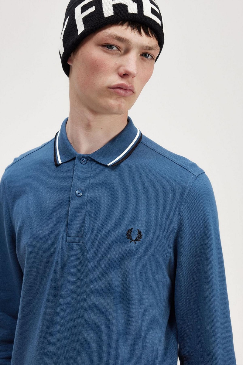 Fred Perry M3636 Polo Shirts Herren Blau Weiß Schwarz | GCHUC75104