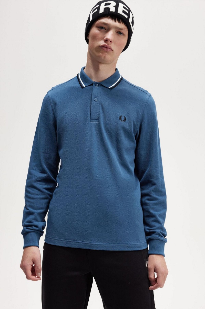 Fred Perry M3636 Polo Shirts Herren Blau Weiß Schwarz | GCHUC75104