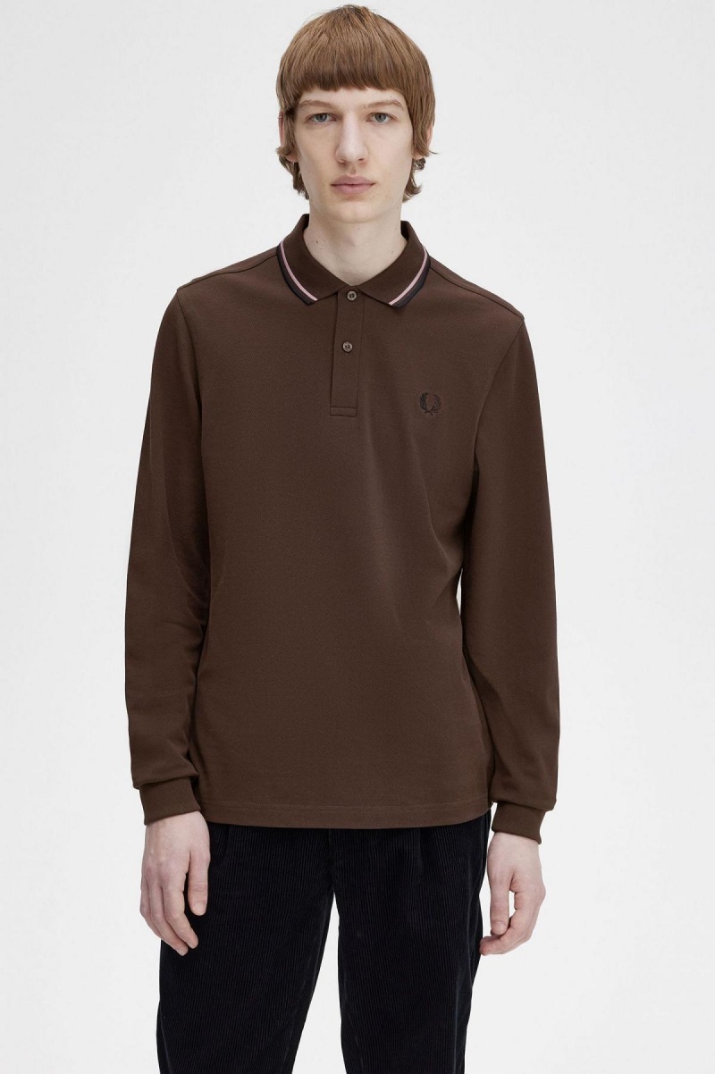 Fred Perry M3636 Polo Shirts Herren Dunkelrosa Schwarz | BCHSD97540