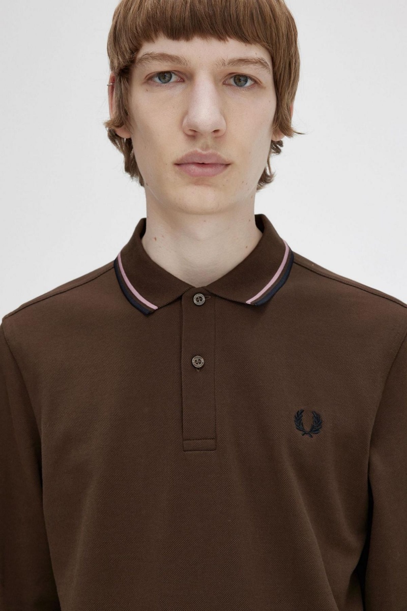 Fred Perry M3636 Polo Shirts Herren Dunkelrosa Schwarz | BCHSD97540