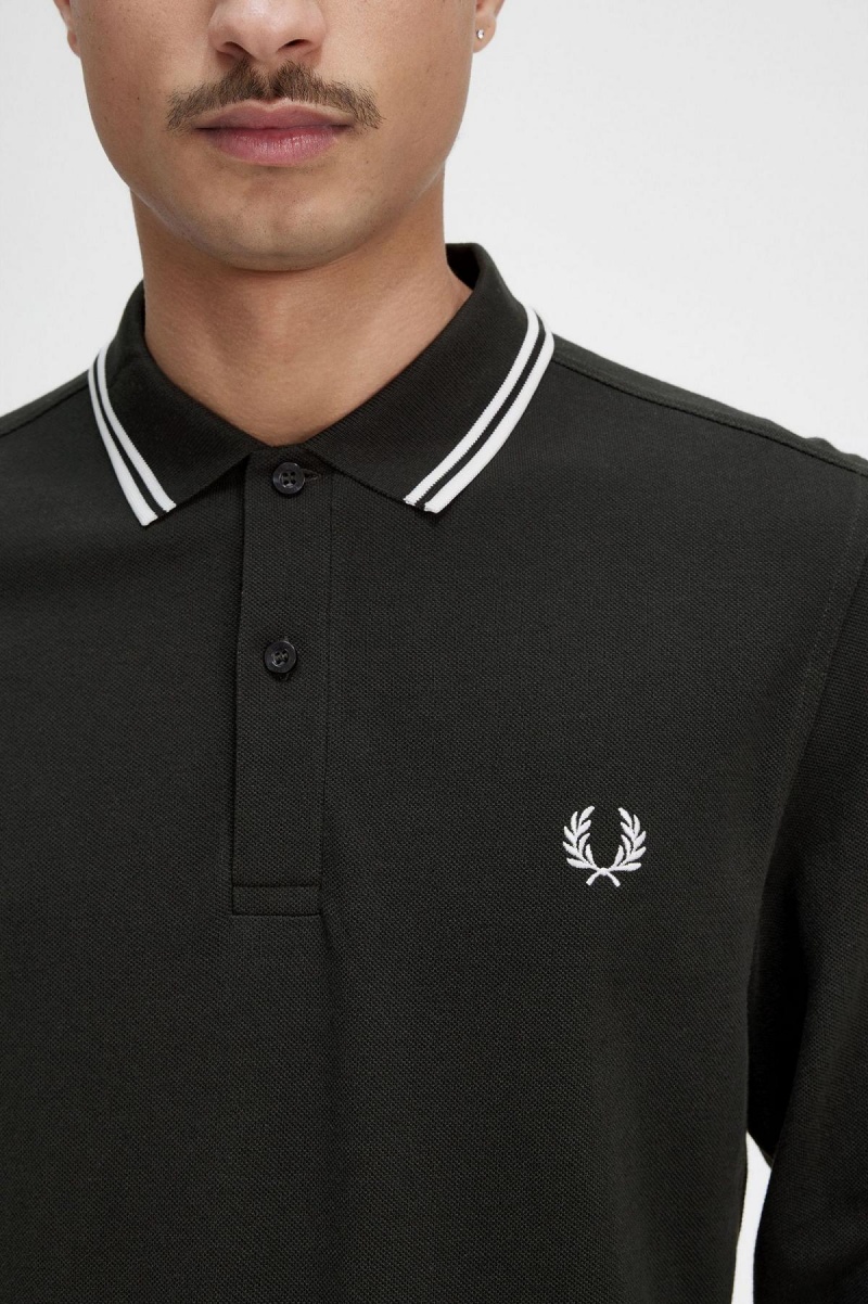 Fred Perry M3636 Polo Shirts Herren Grün Weiß Weiß | CHJZR66998