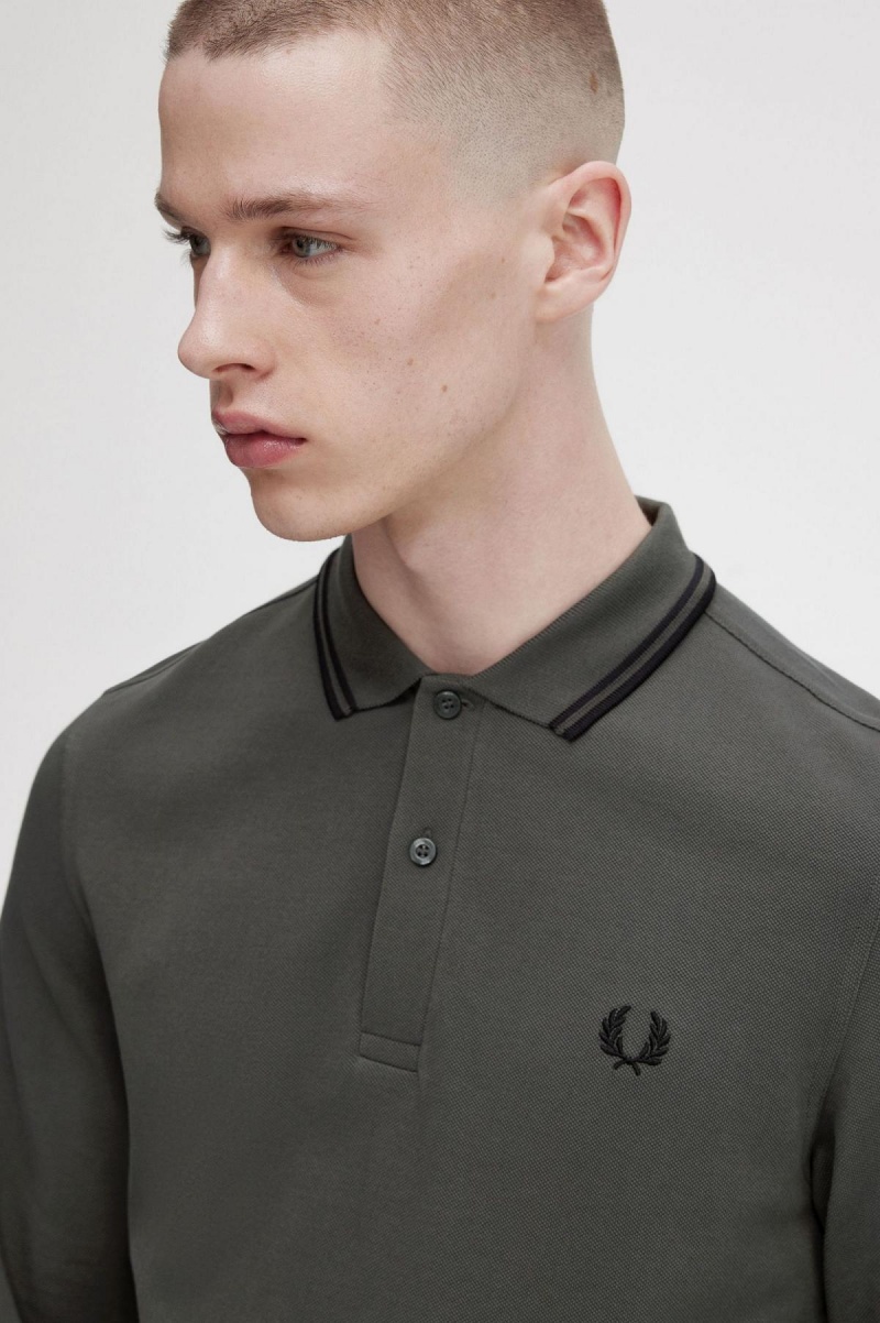 Fred Perry M3636 Polo Shirts Herren Grün Schwarz Schwarz | CHQAV44746