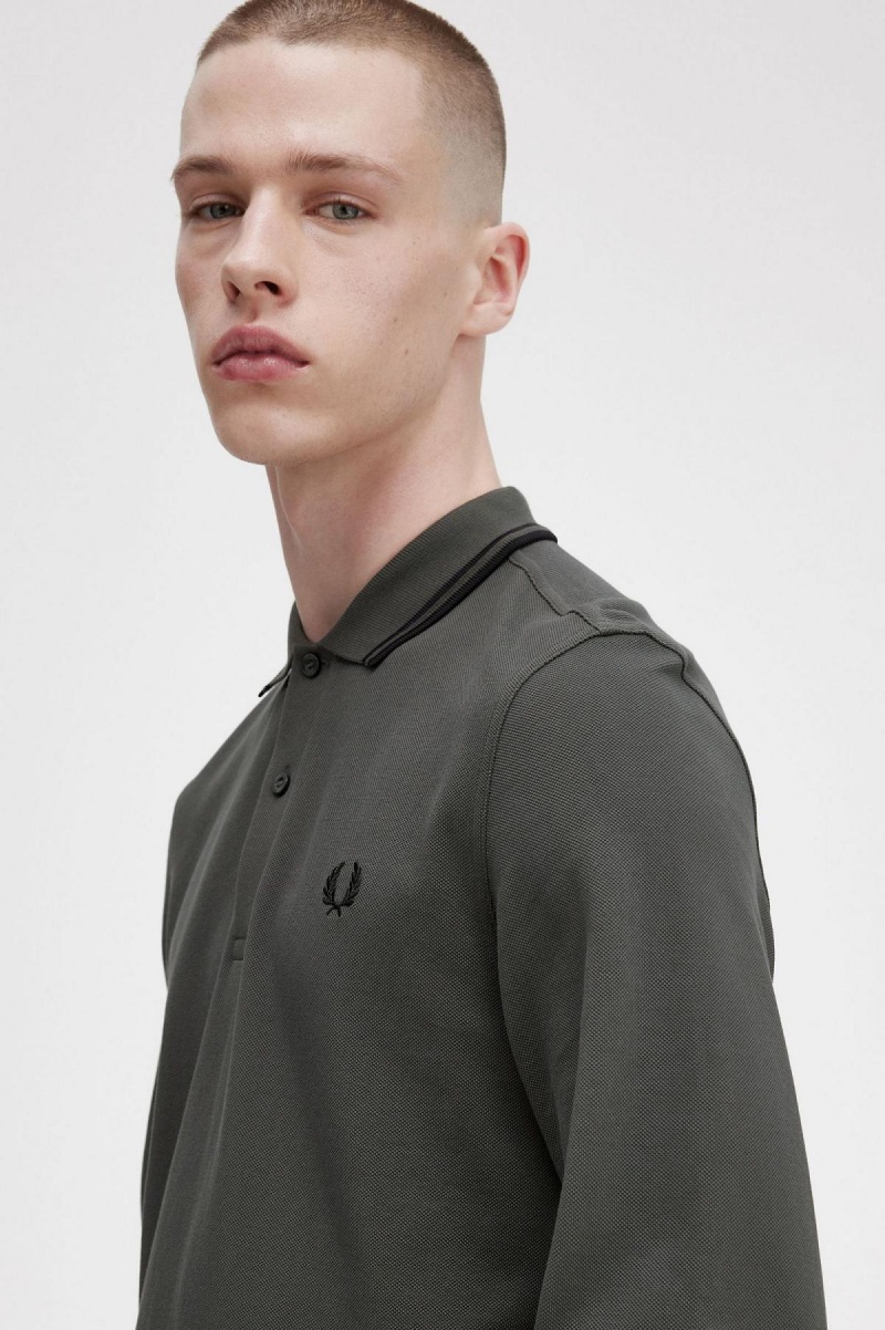 Fred Perry M3636 Polo Shirts Herren Grün Schwarz Schwarz | CHQAV44746