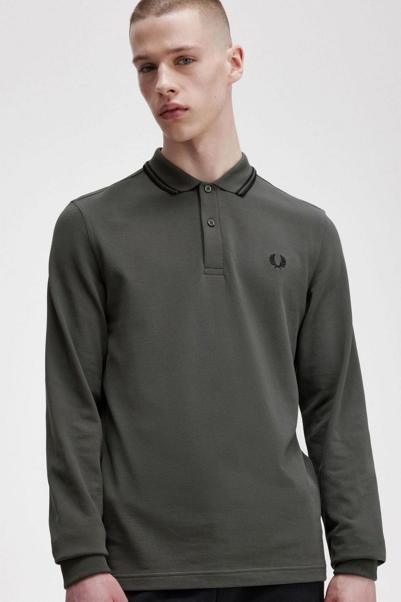 Fred Perry M3636 Polo Shirts Herren Grün Schwarz Schwarz | CHQAV44746