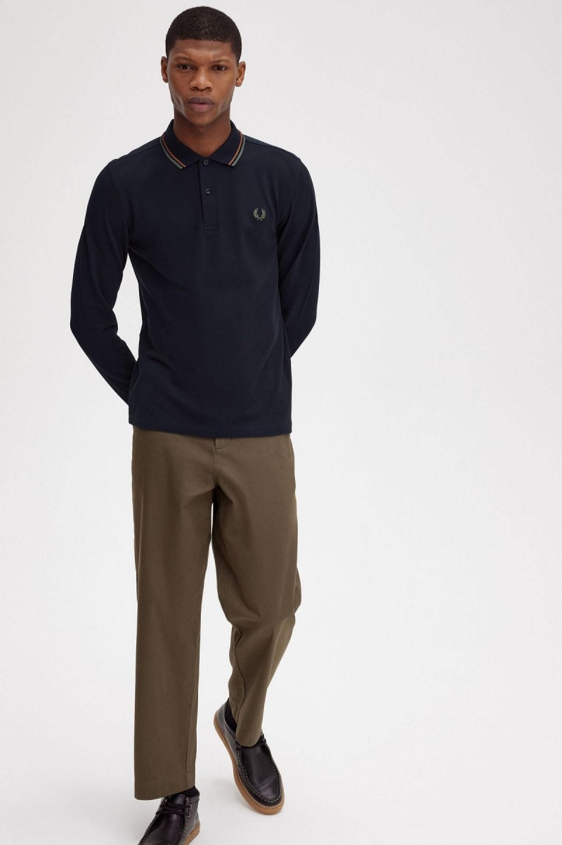 Fred Perry M3636 Polo Shirts Herren Navy Grün | CHJVR24195