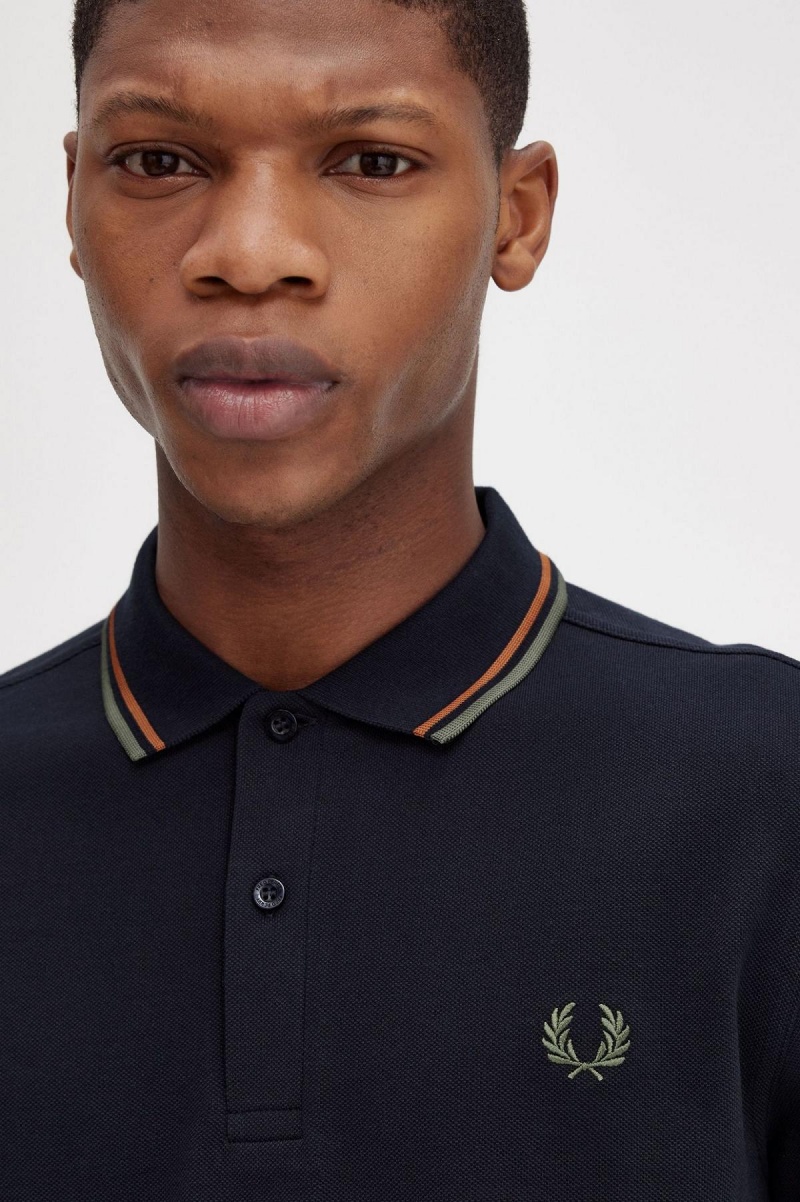 Fred Perry M3636 Polo Shirts Herren Navy Grün | CHJVR24195